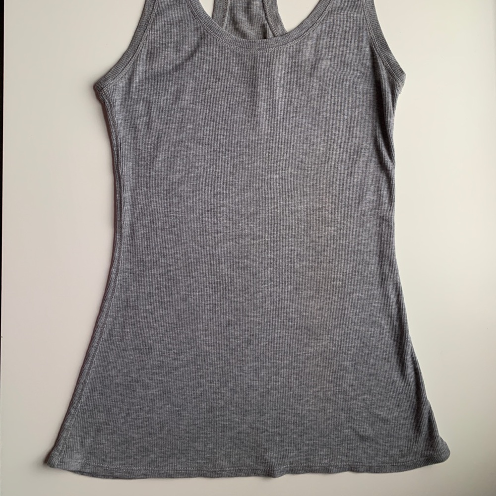 BCBGMaxAzria Gray Ribbed Racerback Tank Top - Picture 2 of 6